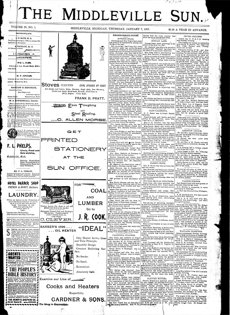 The Middleville sun. Vol. 29 no. 1 (1897 January 7)