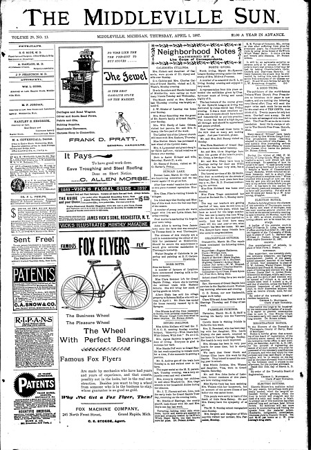 The Middleville sun. Vol. 29 no. 13 (1897 April 1)