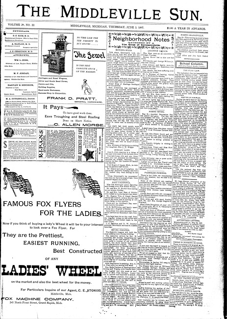 The Middleville sun. Vol. 29 no. 22 (1897 June 3)