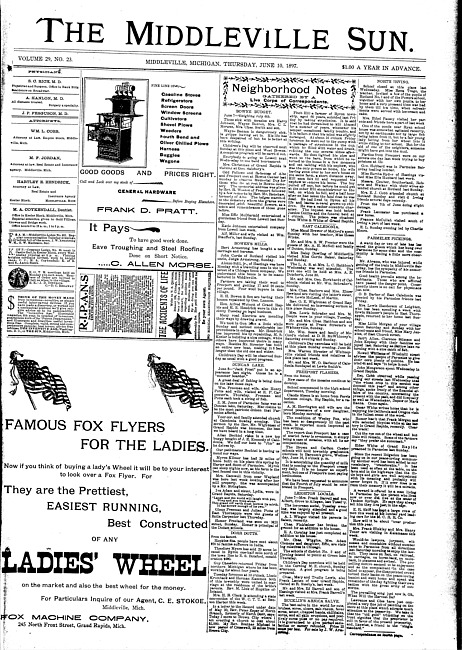 The Middleville sun. Vol. 29 no. 23 (1897 June 10)