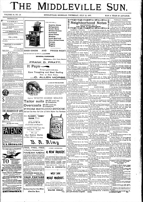 The Middleville sun. Vol. 29 no. 29 (1897 July 22)