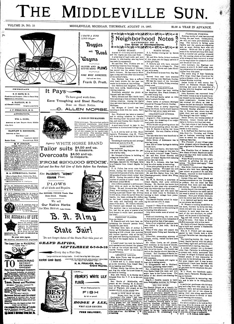 The Middleville sun. Vol. 29 no. 33 (1897 August 19)