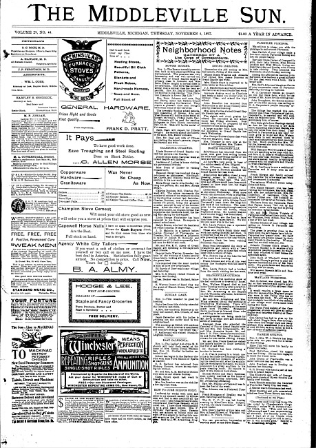 The Middleville sun. Vol. 29 no. 44 (1897 November 4)