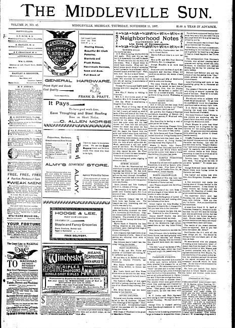 The Middleville sun. Vol. 29 no. 45 (1897 November 11)
