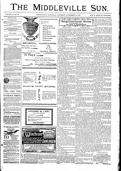 The Middleville sun. Vol. 29 no. 46 (1897 November 18)