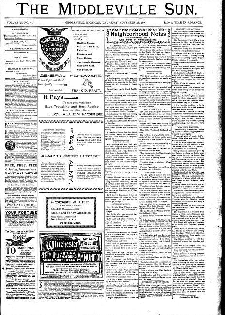 The Middleville sun. Vol. 29 no. 47 (1897 November 25)