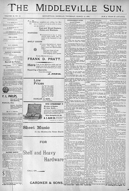 The Middleville sun. Vol. 28 no. 11 (1896 March 12)