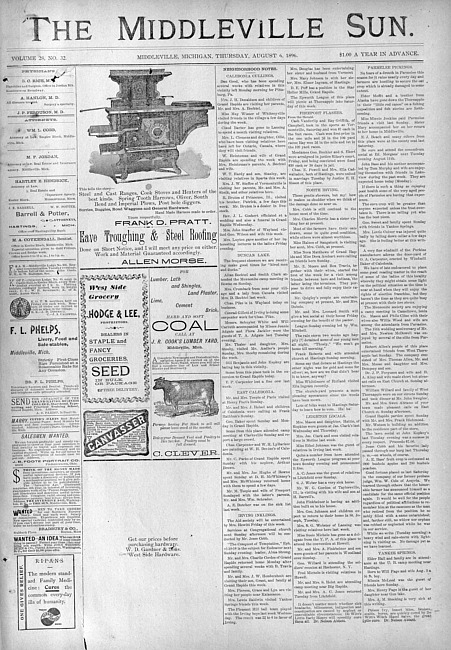 The Middleville sun. Vol. 28 no. 32 (1896 August 6)