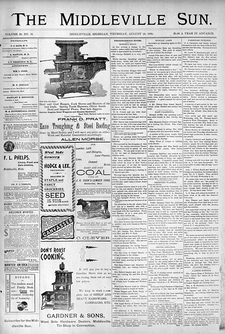 The Middleville sun. Vol. 28 no. 34 (1896 August 20)