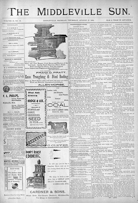 The Middleville sun. Vol. 28 no. 35 (1896 August 27)