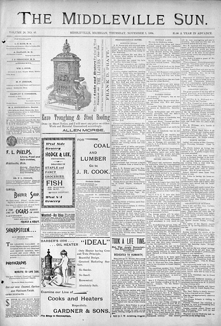 The Middleville sun. Vol. 28 no. 45 (1896 November 5)