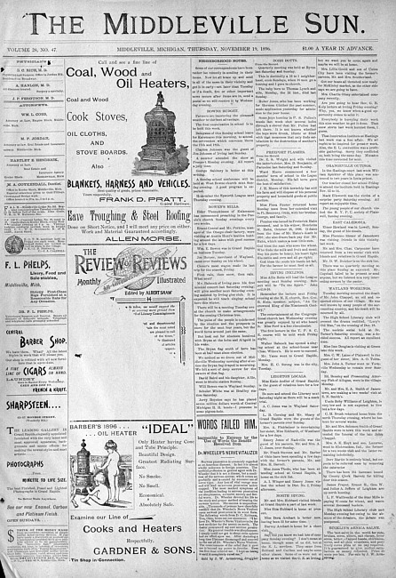 The Middleville sun. Vol. 28 no. 47 (1896 November 19)