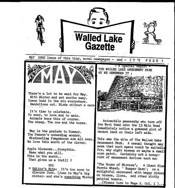 Walled Lake gazette. (1992 May)