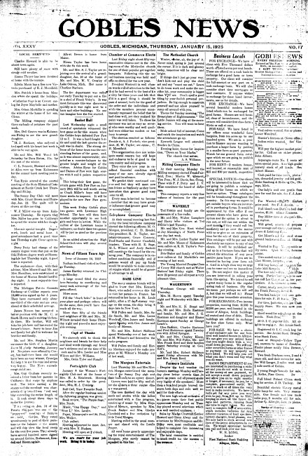 Gobles news. Vol. 35 no. 17 (1925 January 15)