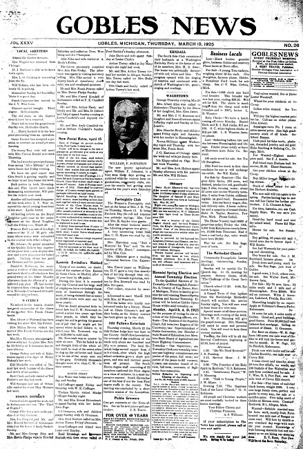 Gobles news. Vol. 35 no. 26 (1925 March 19)