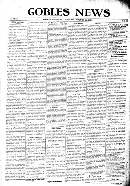 Gobles news. Vol. 35 no. 48 (1925 August 20)
