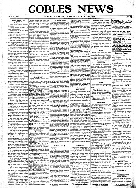 Gobles news. Vol. 35 no. 49 (1925 August 27)