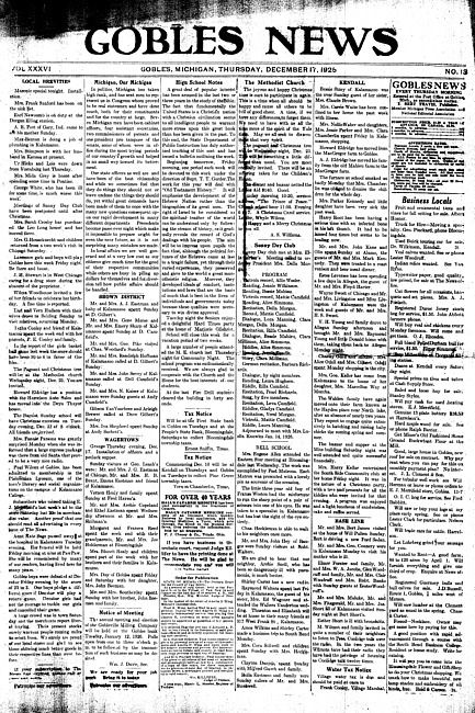 Gobles news. Vol. 36 no. 13 (1925 December 17)