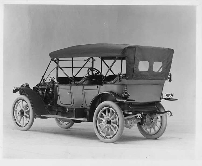 1911 Packard 30 Model UD phaeton, three-quarter rear view, left side, with top raised