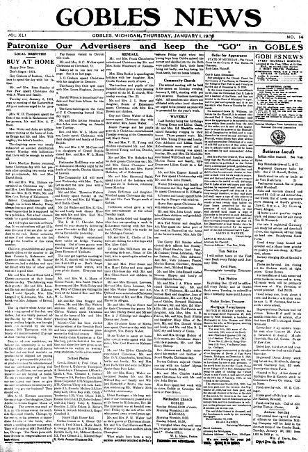 Gobles news. Vol. 41 no. 14 (1931 January 1)