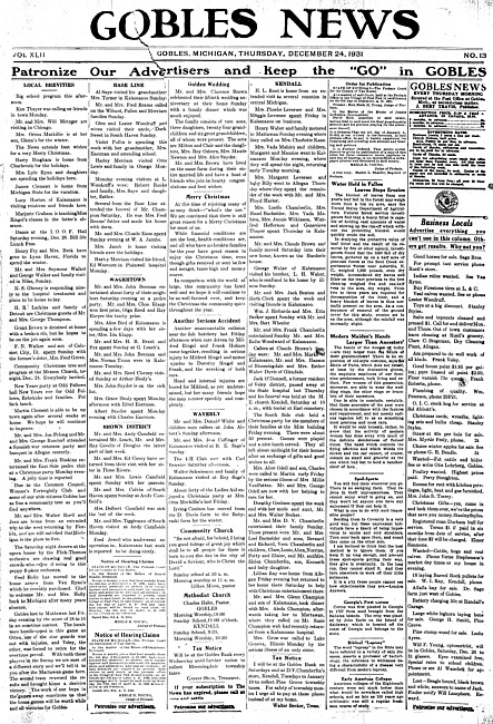 Gobles news. Vol. 42 no. 13 (1931 December 24)