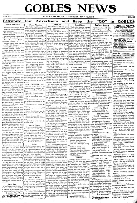Gobles news. Vol. 42 no. 33 (1932 May 12)