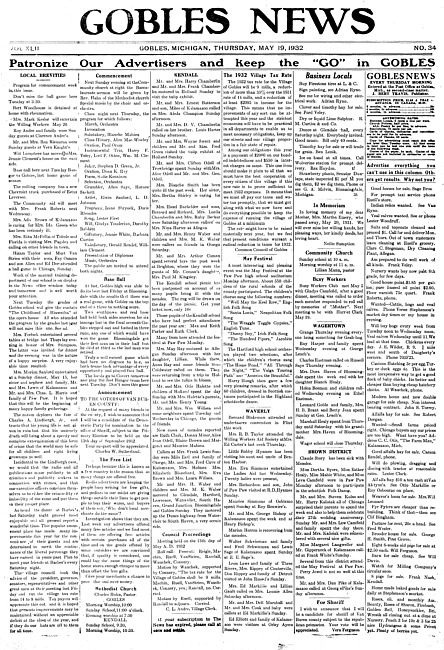 Gobles news. Vol. 42 no. 34 (1932 May 19)