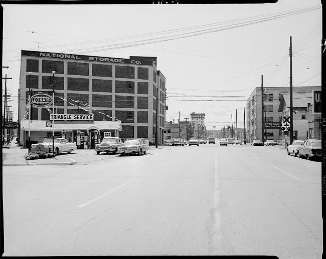 Triangle Service Station and view of Kalamazoo Avenue