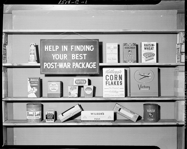 Display of post-war packaging