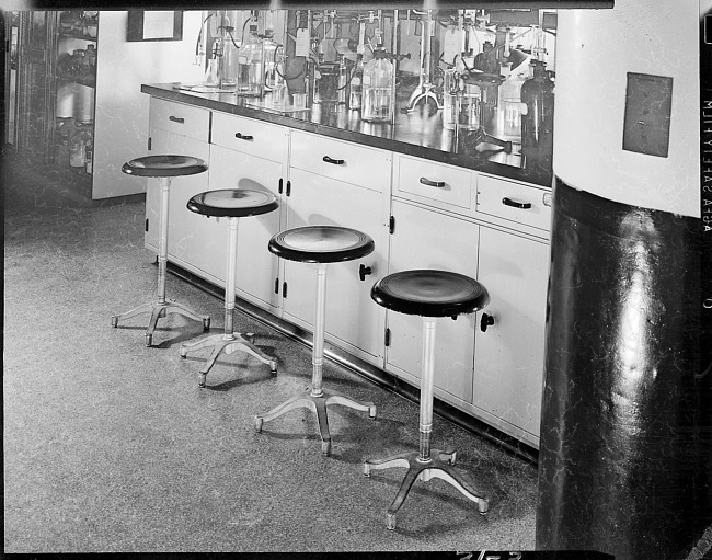 Industrial stools in laboratory