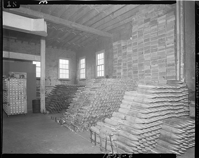 Ammunition shells in warehouse