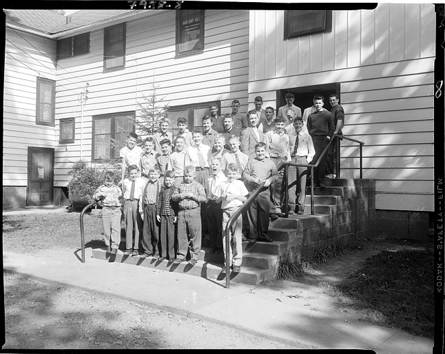 Group of boys outside on steps