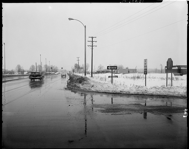 Street corner in the snow