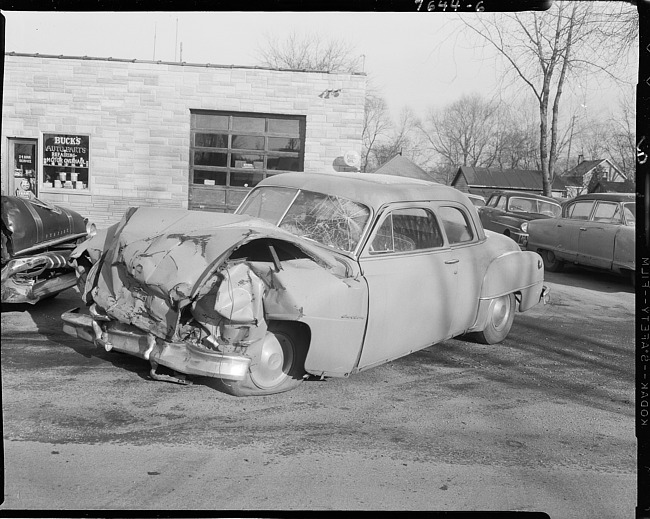 Wrecked car at Buck's Auto Parts