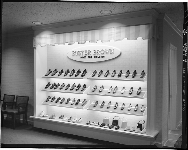 Buster Brown shoes for children display
