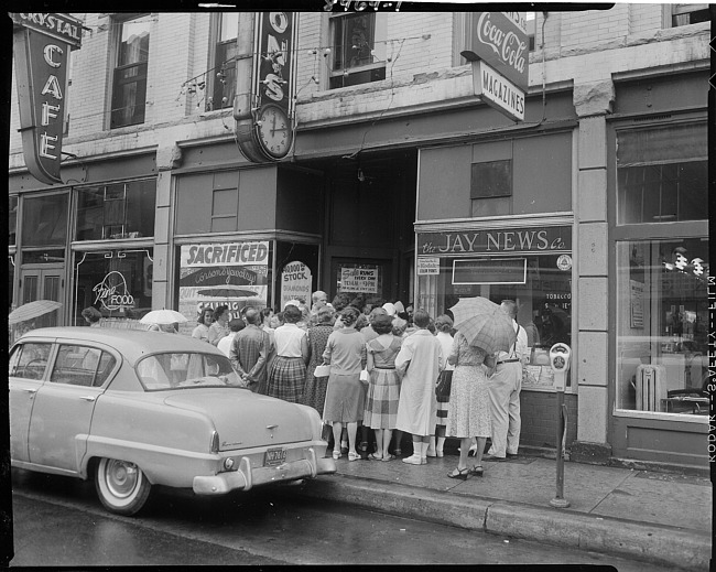 Crowd outside of store