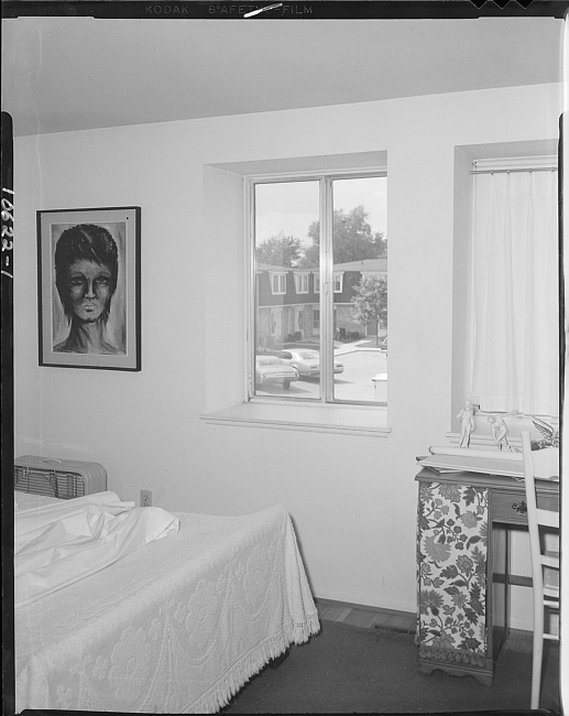 Window in a bedroom of apartment