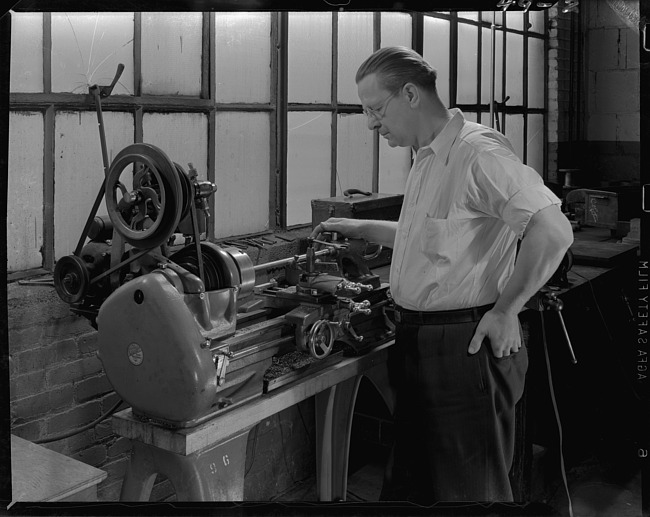 Man working at lathe