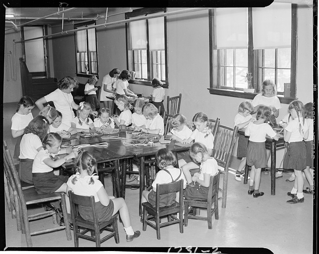 Young girls doing crafts