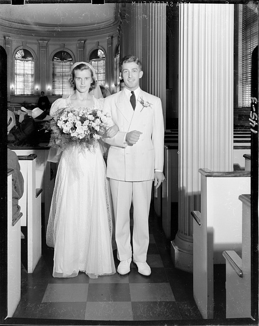 Wedding couple in chapel