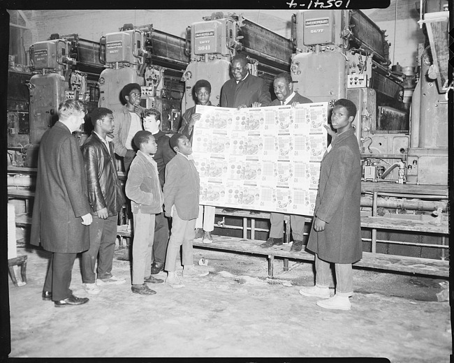 Students touring printing company