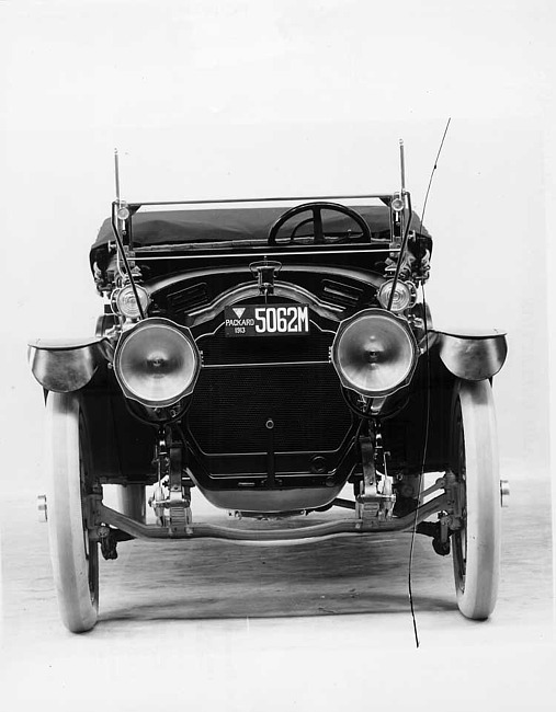 1913 Packard 38 phaeton, front detail, top folded