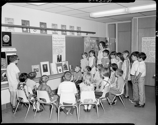 Schoolchildren with teacher