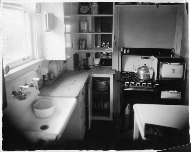 Kitchen, showing passway to dining room, photograph