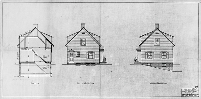 Elevation plans north-south, architectural drawing