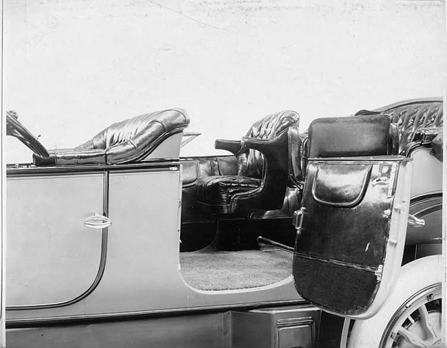 1914 Packard 2-38 touring car, rear interior detail, left rear door open