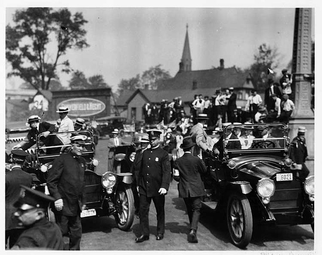 1916 Packard salon touring car and phaeton at possible political rally