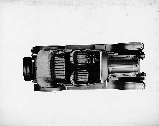 1917 Packard view from above, showing seating and steering wheel