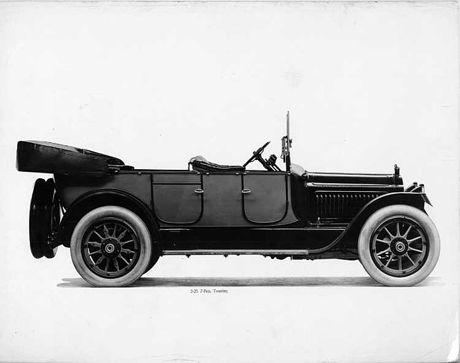 1917 Packard two-toned touring car, right side, top lowered