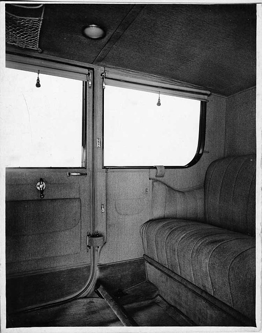 1917 Packard landaulet, view of rear interior from right side door